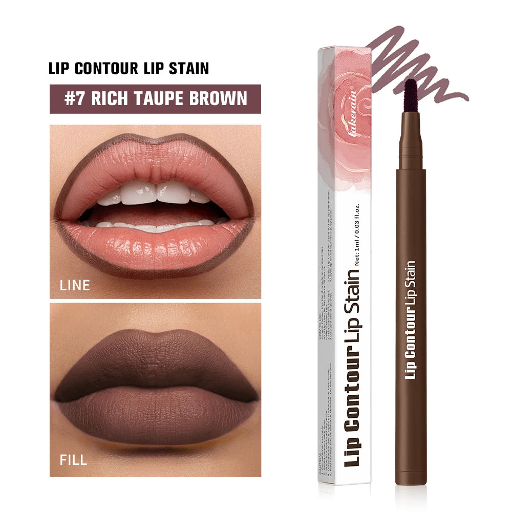 Lakerain Double-Ended Lip Tint & Liner Pen – Matte Nude Lip Liner Pen Qst 07