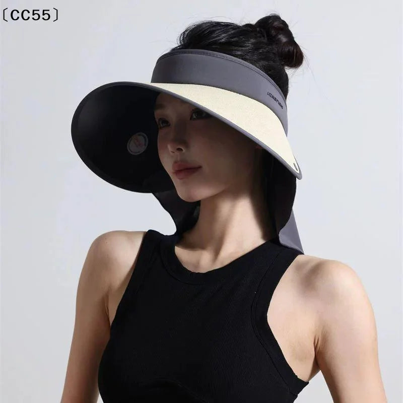 Women's Wide Brim Open-Top Foldable Sun Hat | UV Shade Wide Brim Sun Hat Qst