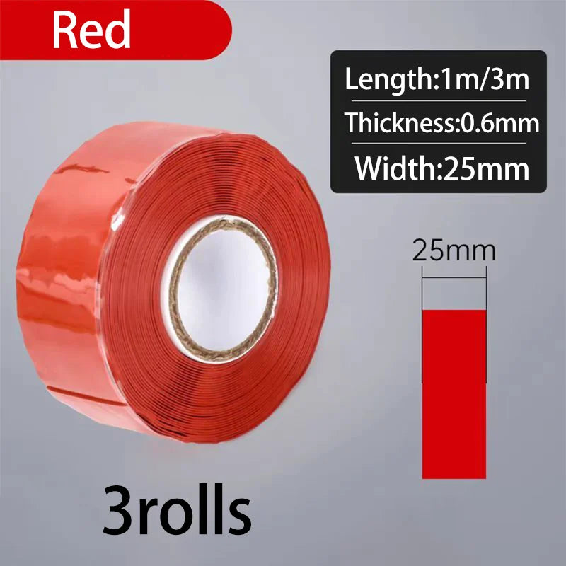 Silicone Self-Adhesive Waterproof Insulation Tape | Flame Retardant Silicone Insulation Tape Qme Red-3PCS 3M 25mm
