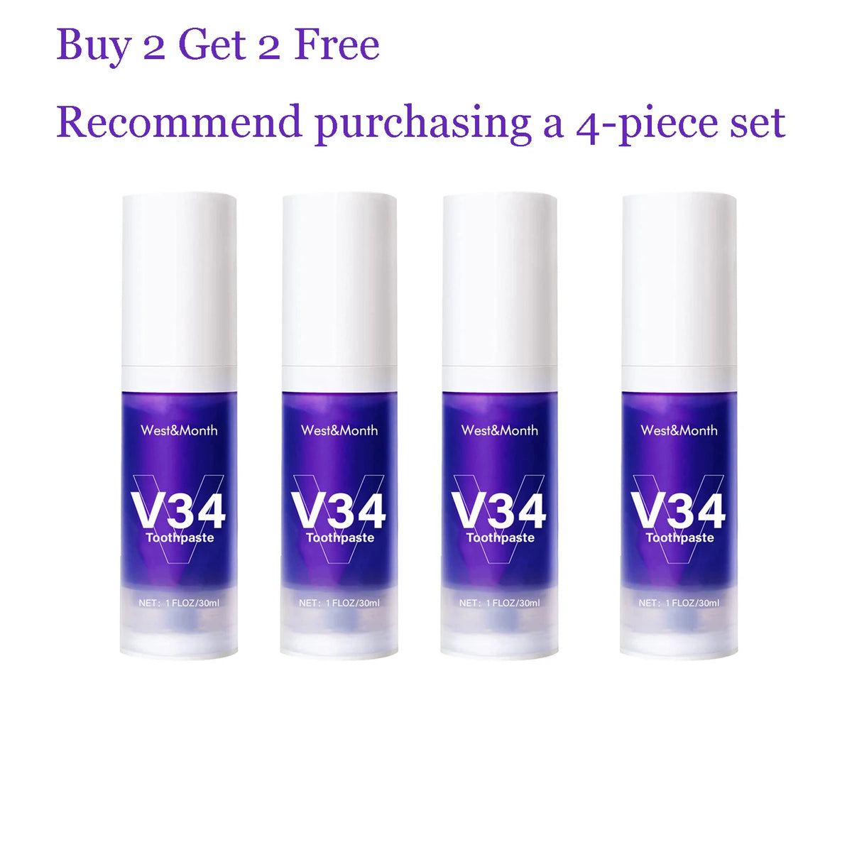 V34 Whitening Toothpaste – Brighten, Clean & Fresh Breath Whitening Toothpaste Qst 4 pcs