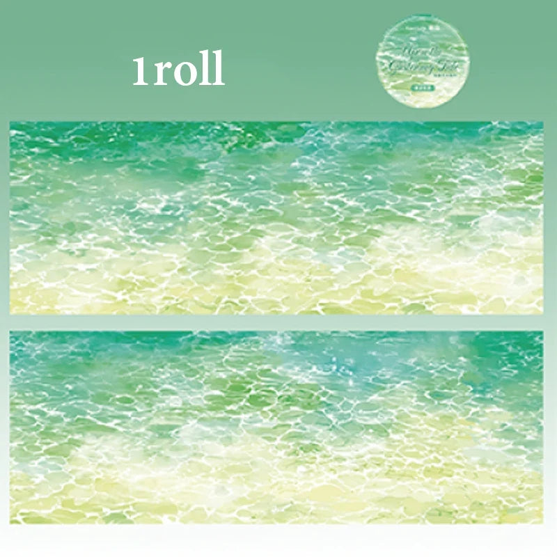 Water Wave Washi Tape | Ocean Sparkle Junk Journal Roll Decorative Washi Tape Qme C