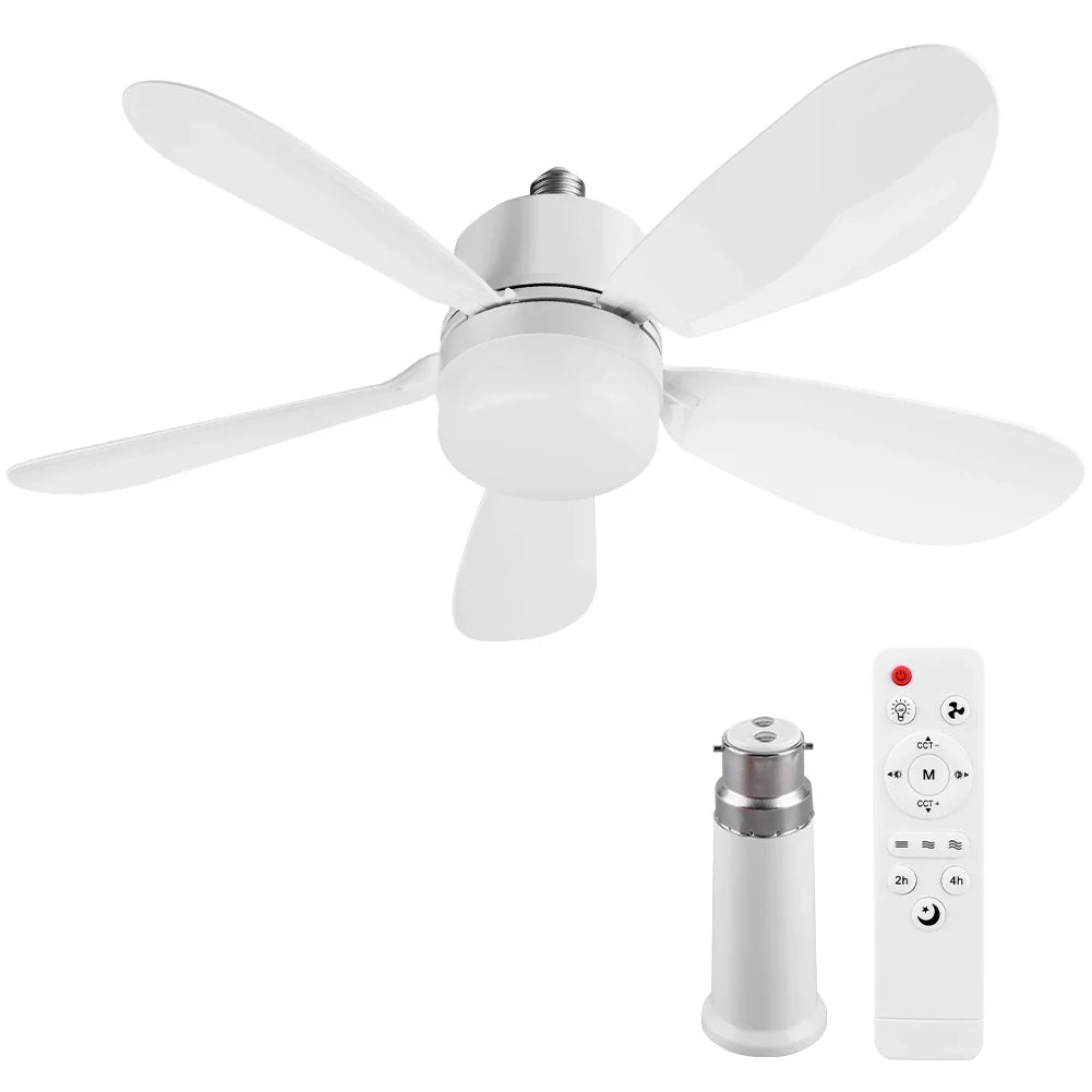 Silent Ceiling Fan with LED Light & Remote Control – E26/E27 LED Ceiling Fan Qme 40W B22 Set