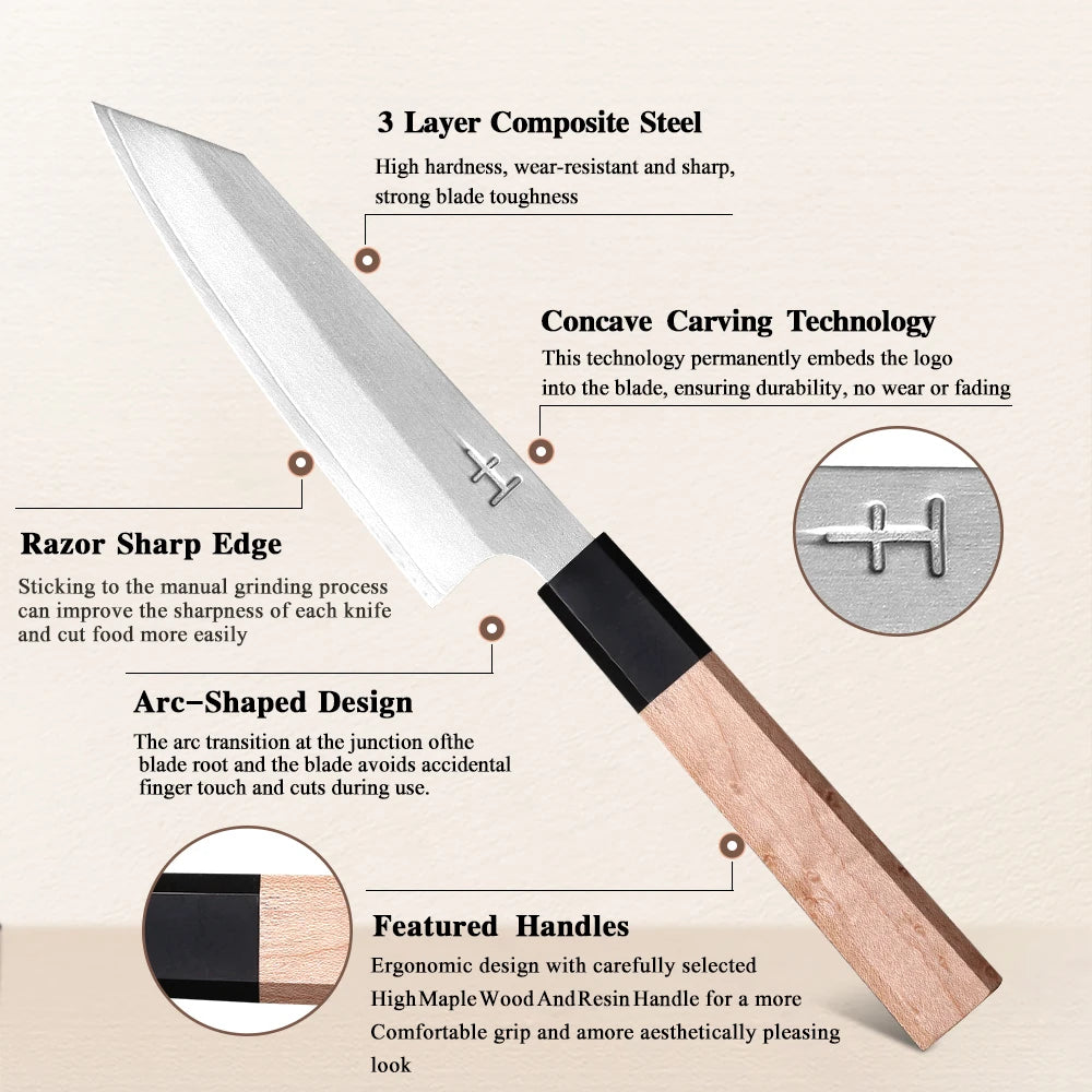 SHENGSHARP 5" Japanese Composite Steel Kitchen Utility Knife Kitchen Utility Knife Qst