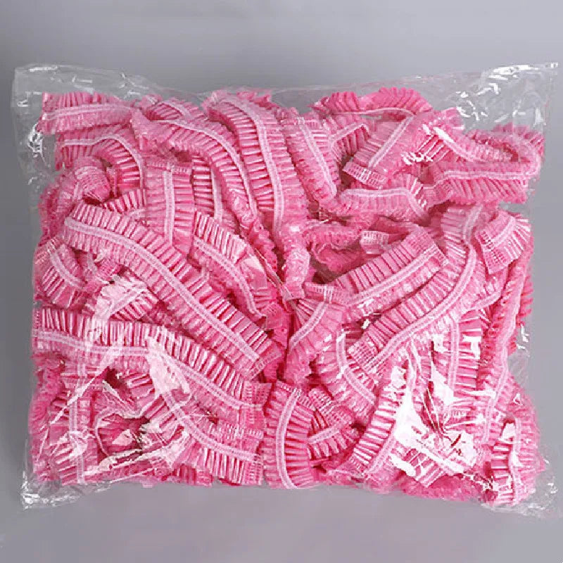 Disposable Shower Caps Waterproof PE Plastic – 100 pcs Spa Salon Disposable Shower Cap Qme