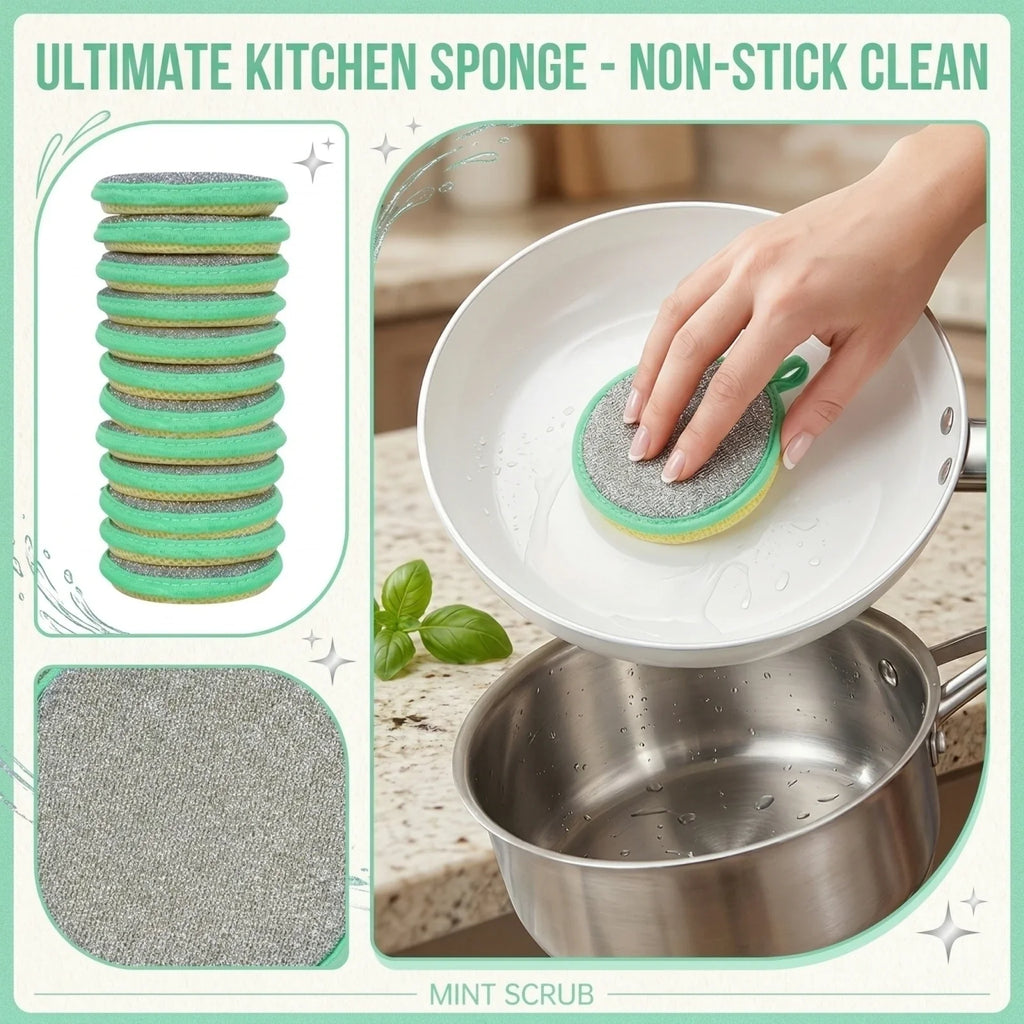 Microfiber Kitchen Sponge Wipes – Dishwashing & Stain Cleaning Cleaning Sponge Qme Green One Size