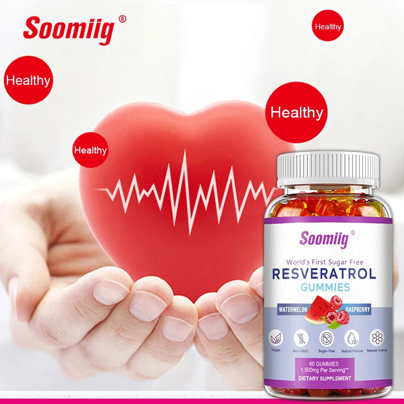 Soomiig Resveratrol Gummies 1500mg – Antioxidant & Skin Support Resveratrol Supplement Qst