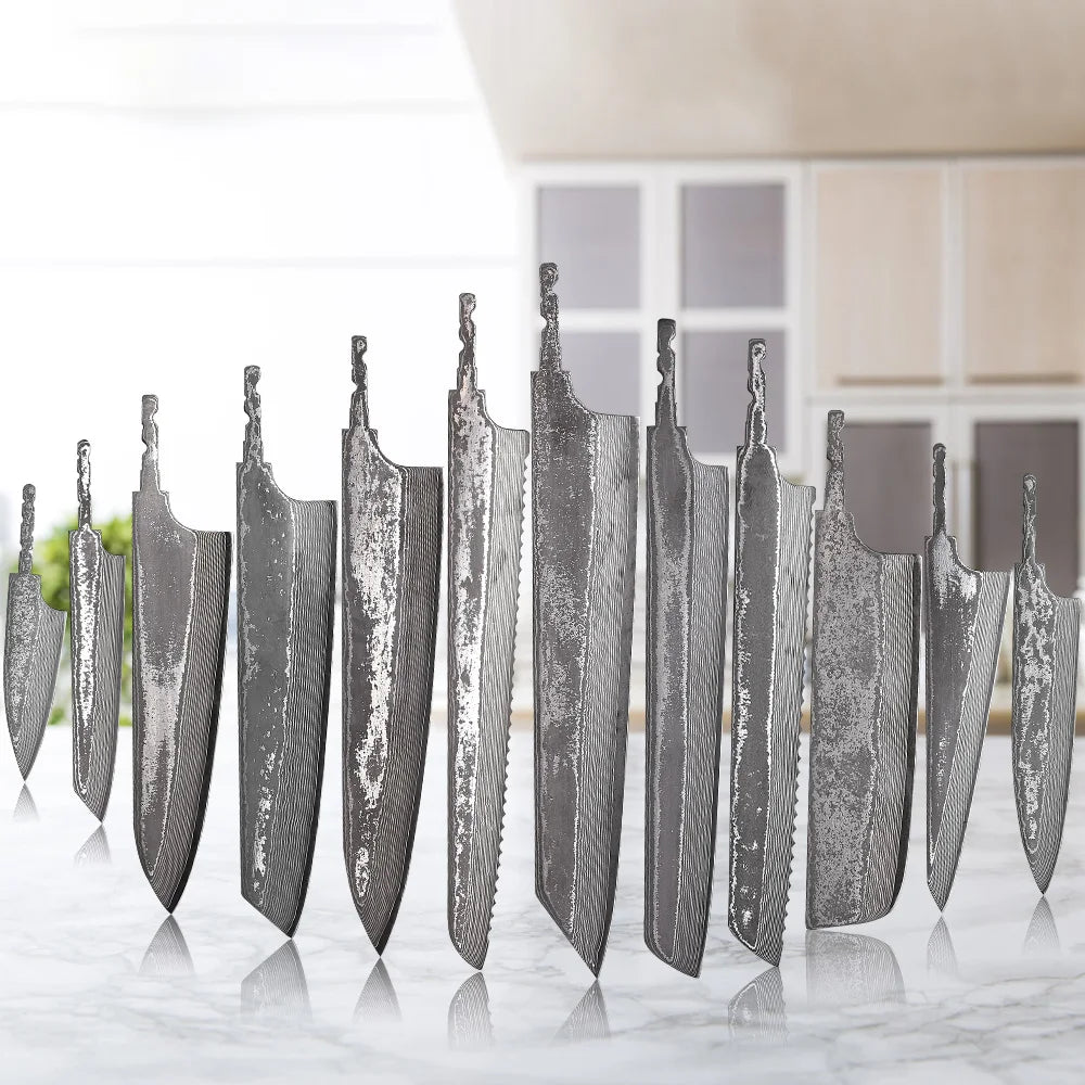 F.YOUNG VG10 Damascus Steel Knife Blank Blade – DIY Full Tang Knife Blank Blade Qst
