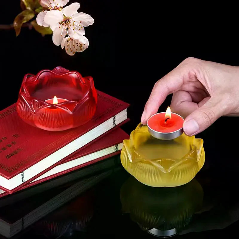 Glass Lotus Candle Holder – Windproof & Heat Resistant Candle Holder Qme