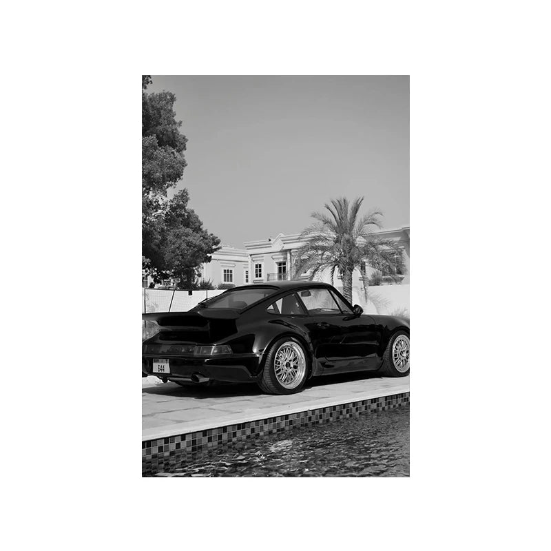 Vintage 911 Sports Car Canvas Print – Black & White Wall Art Canvas Wall Art Qst Z2157 30x40cm Unframed