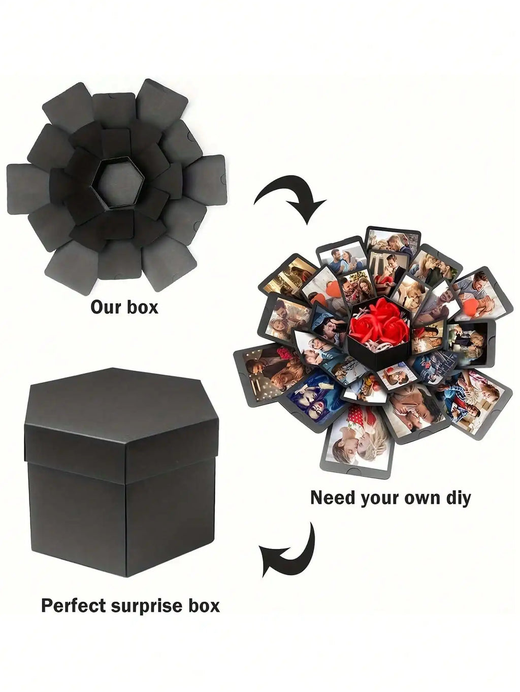 Hexagonal DIY Photo Album Surprise Gift Box – 8 Inch DIY Gift Box Qme