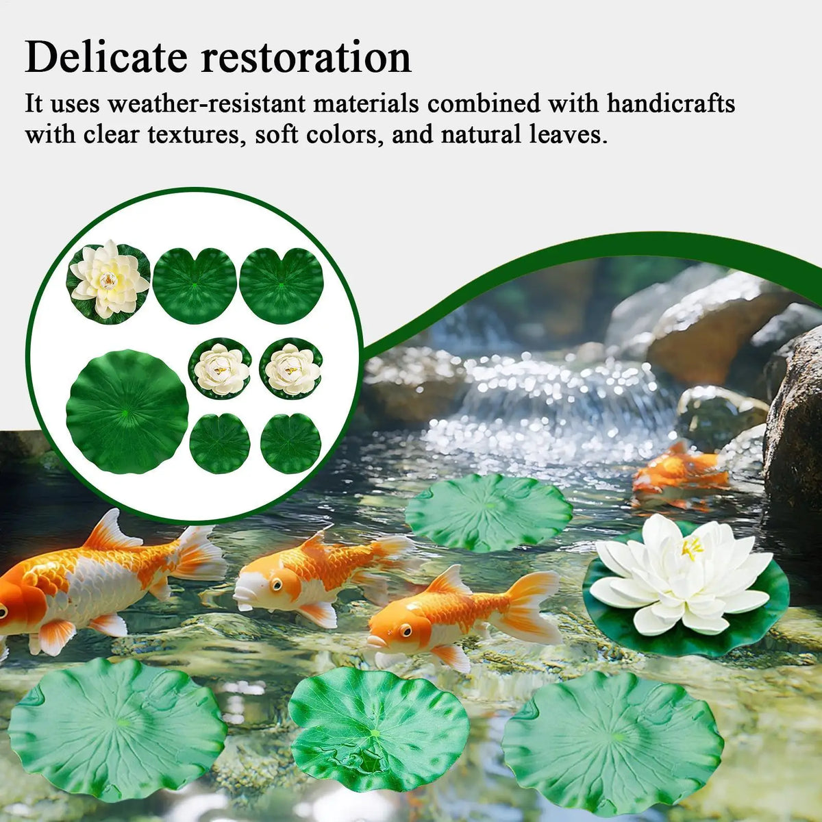 Floating Pool Flower Decorations – 9pc Artificial Realistic Set Artificial Flower Decor Qme