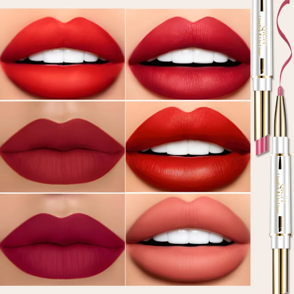 Long-Lasting Vibrant Lip Liner – No Smudge, 6 Shades Lip Liner Pencil Qme