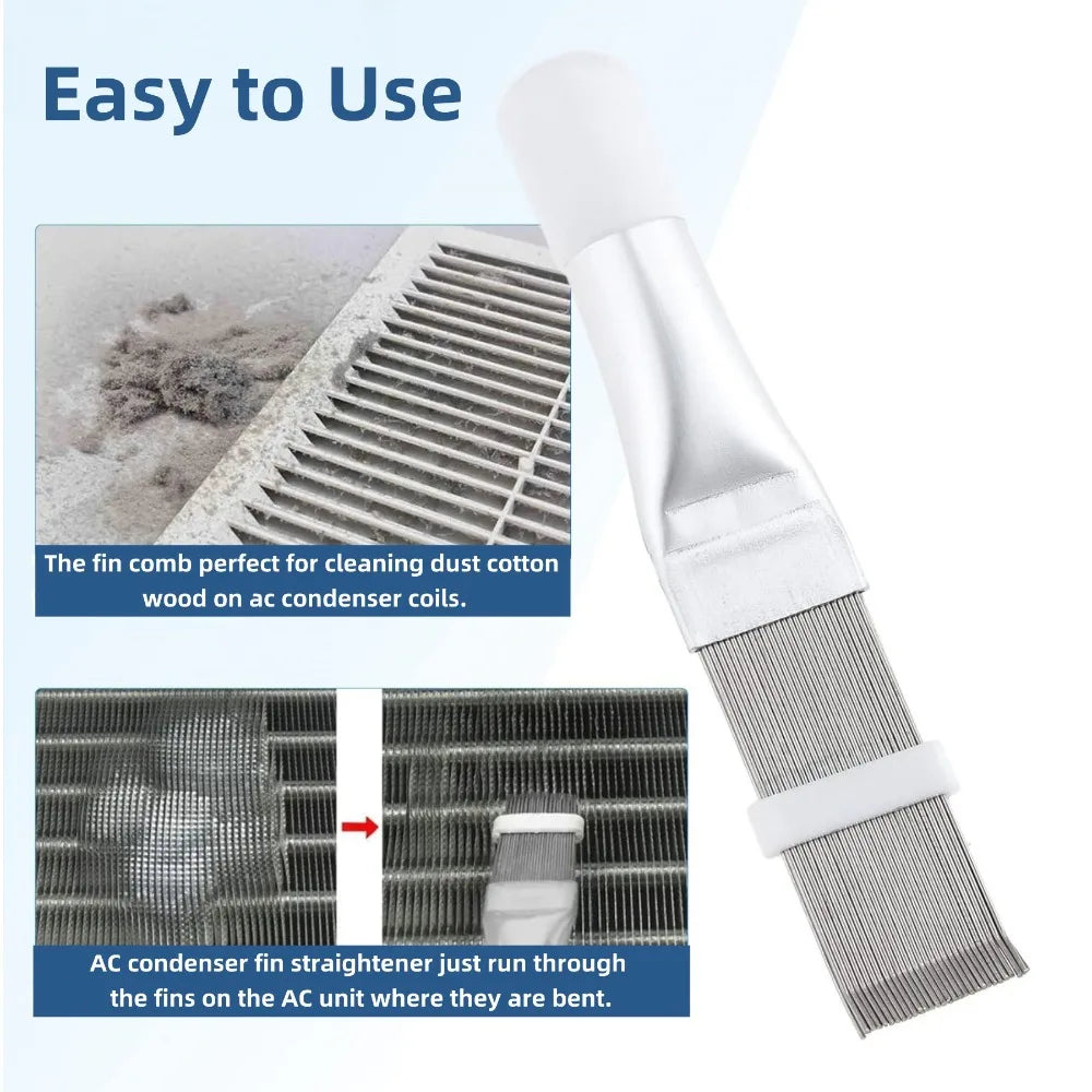 AC Condenser Fin Cleaning Brush & Comb – Stainless Steel AC Fin Cleaning Tool Qme