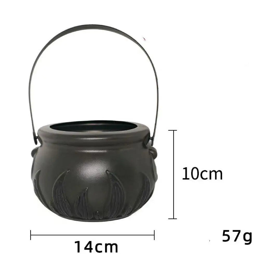 Halloween Witch Pumpkin Candy Pail | Black Flame Lantern Bucket Halloween Candy Pail Qme B M