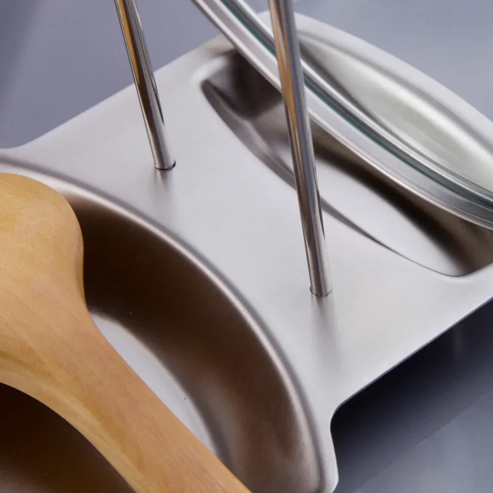 Stainless Steel Pot Lid Rack & Spoon Holder Stand Lid & Spoon Holder Qme