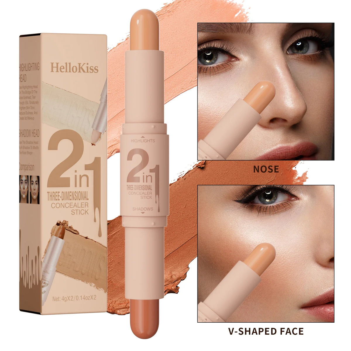 Qme Double-Ended Highlight & Contour Stick – 3D Sculpting Highlight Contour Stick Qme