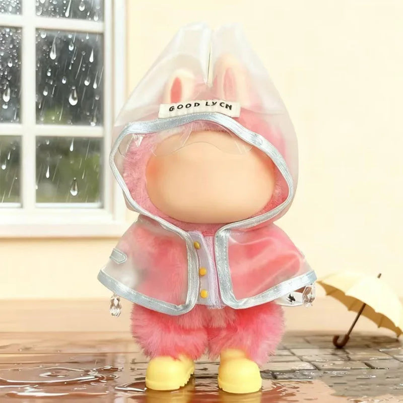 Labubu Doll Transparent Raincoat Outfit – Fits 15cm Dolls Doll Outfit Qme