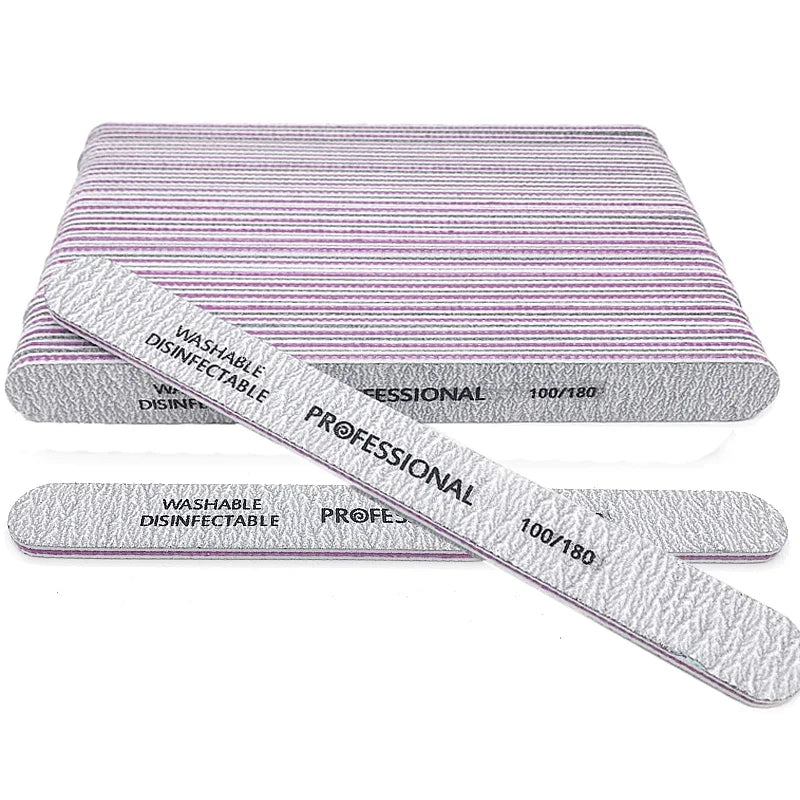 Professional Nail Files 100/180 Grit Manicure Pedicure Buffer Set Nail File Set Qme