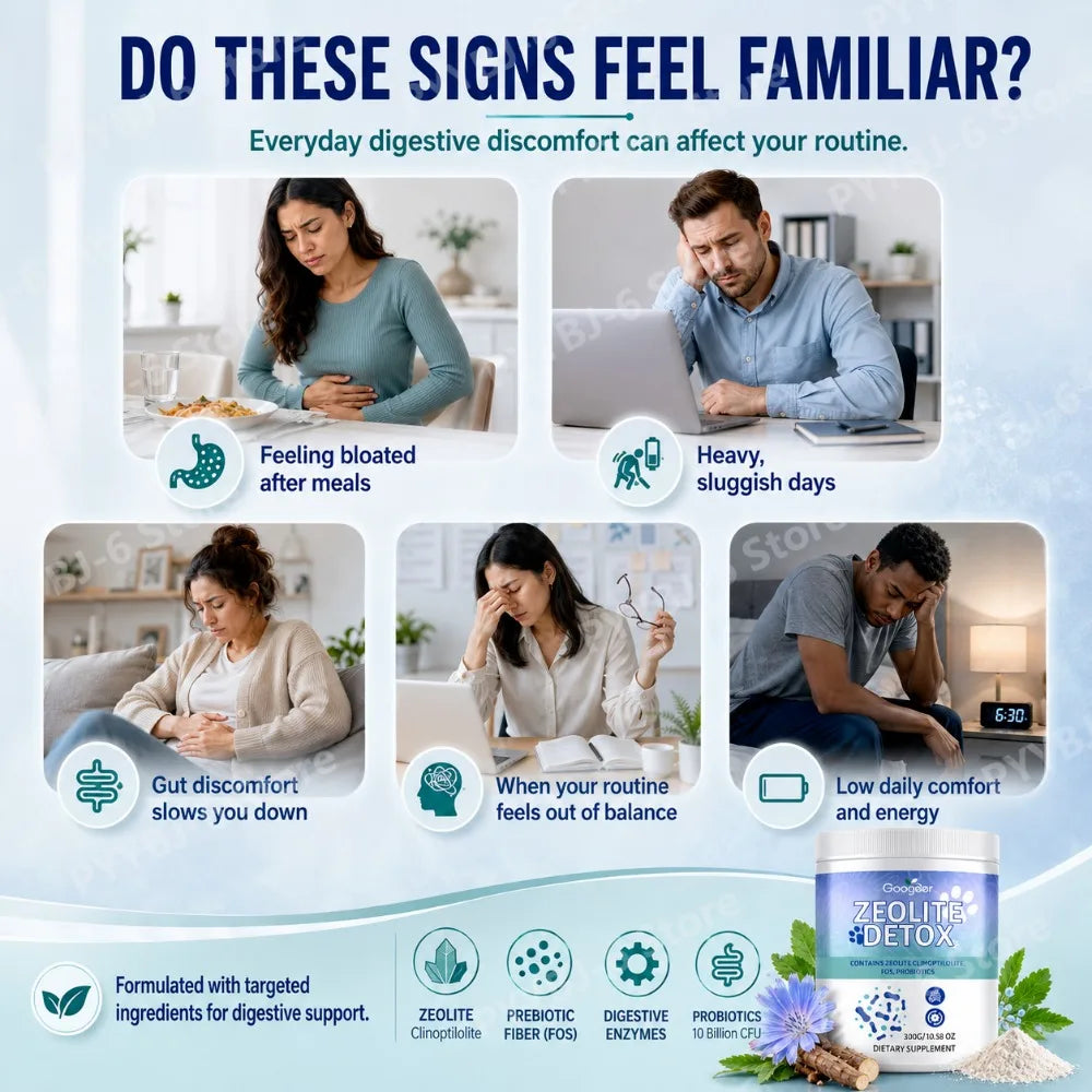 Zeolite Powder with FOS Prebiotic, Probiotics & Digestive Enzymes Gut Health Supplement Qst