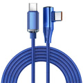 120W 90-Degree Elbow USB-C Fast Charging Cable | 0.25M–2M USB-C Charging Cable Qme blue C-C 2m