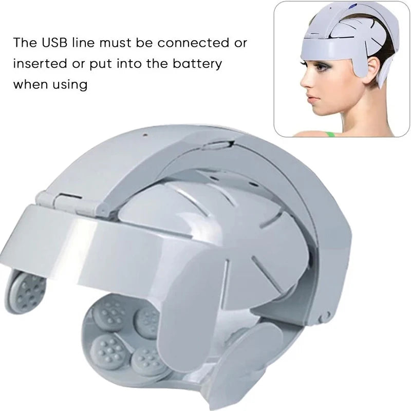 Electric Scalp Massager Helmet – 8-Level Vibration Head Massage Head Massager Helmet Qst