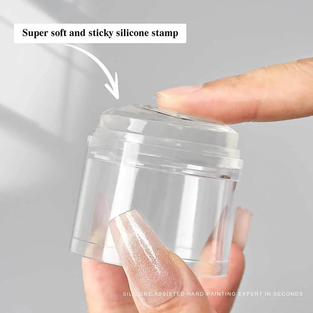 Nail Art Stamper & Scraper – Clear Silicone French Manicure Tool Nail Art Stamper Qme