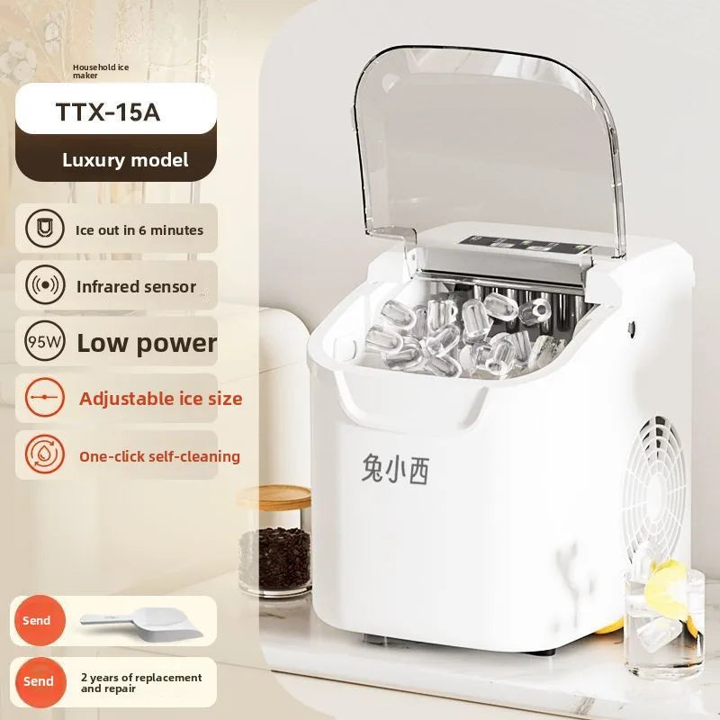 HAOYUNMA 95W Ice Maker 12KG/Day Round Ice Auto-Clean Machine Countertop Ice Maker Qst white-gj
