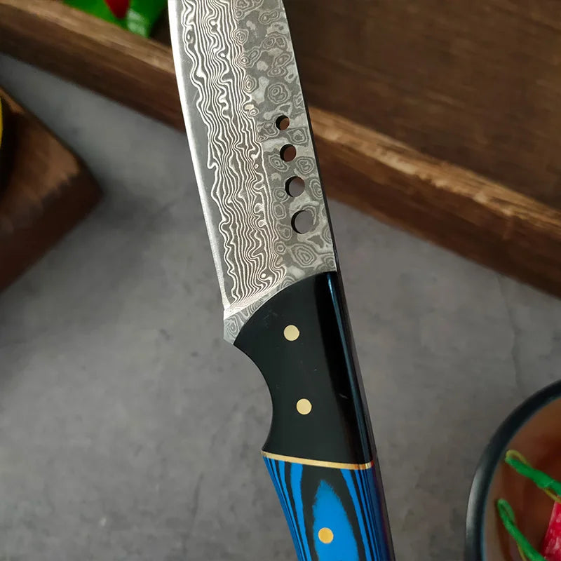 Damascus Steel Chef Knife – 10" Wood Handle, Razor-Sharp Blade Damascus Chef Knife Qst