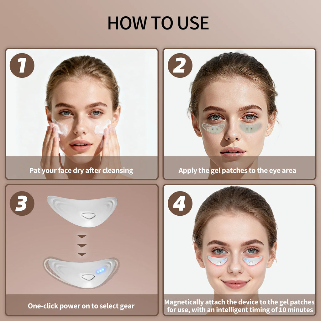 VIMYSHOW Red Light Under Eye Massager – Microcurrent Device Eye Massager Device Qst