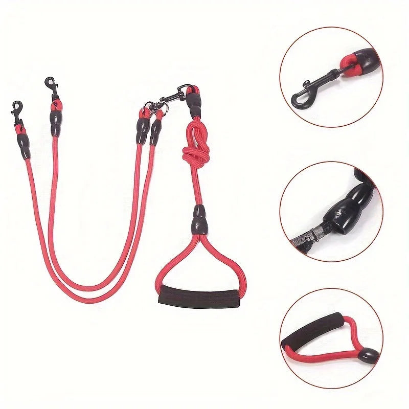 Double Ended Dog Leash – Cushioned Handle & 360° Swivel Clips Dog Leash Qme