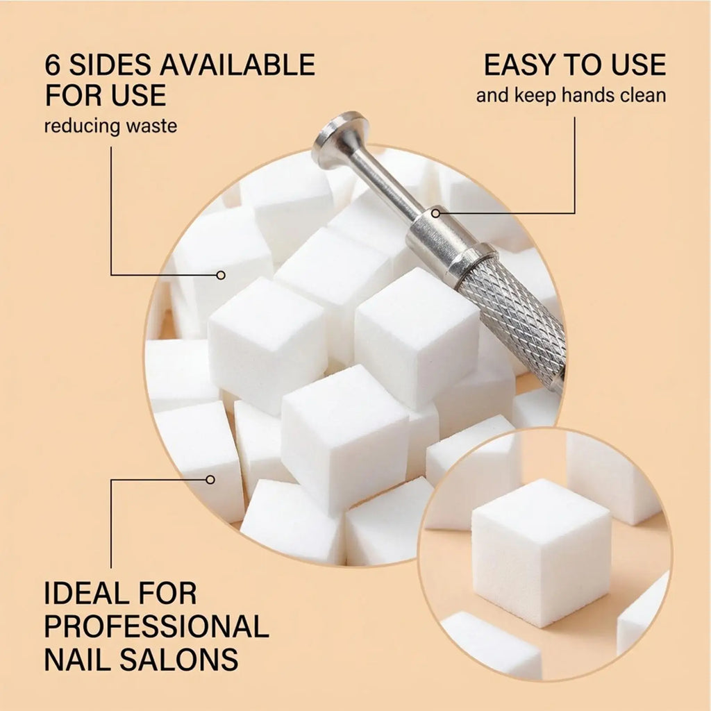 100 Soft Square Nail Art Sponges with Grabbing Pen | Pro Kit Nail Art Sponge Set Qme