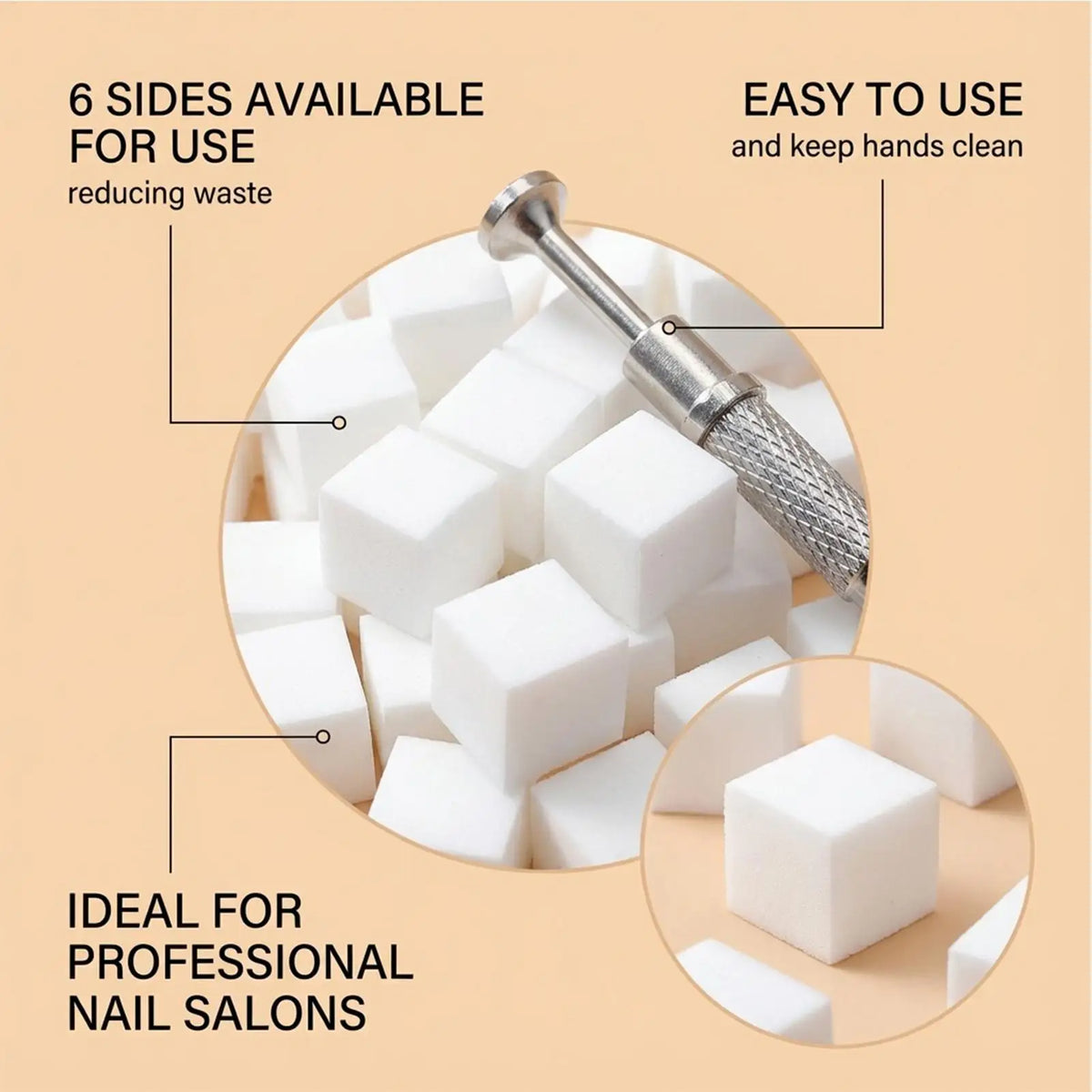 100 Soft Square Nail Art Sponges with Grabbing Pen | Pro Kit Nail Art Sponge Set Qme