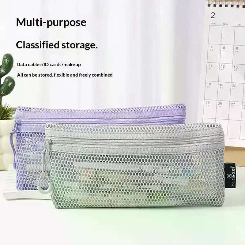 Breathable Mesh Zipper Storage Pouch – Large Capacity Organizer Mesh Storage Pouch Qme