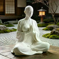 White Zen Meditation Sculpture Minimalist Resin Figurine Decorative Sculpture Qme Default Title