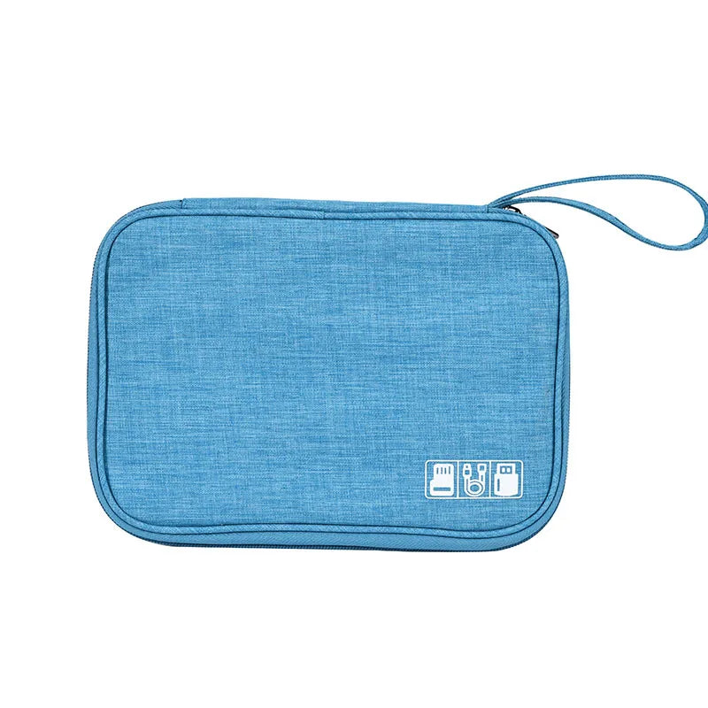 Waterproof Digital Cable Organizer Bag | Portable Storage Cable Organizer Bag Qme lake blue