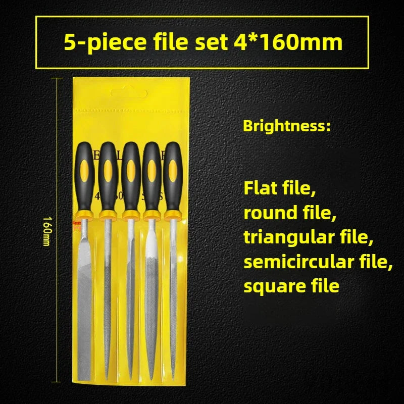 Heavy-Duty High-Carbon Steel Coarse Fitter File | Pro Grade Hand File Tool Qme 4mm 160mm 5pc