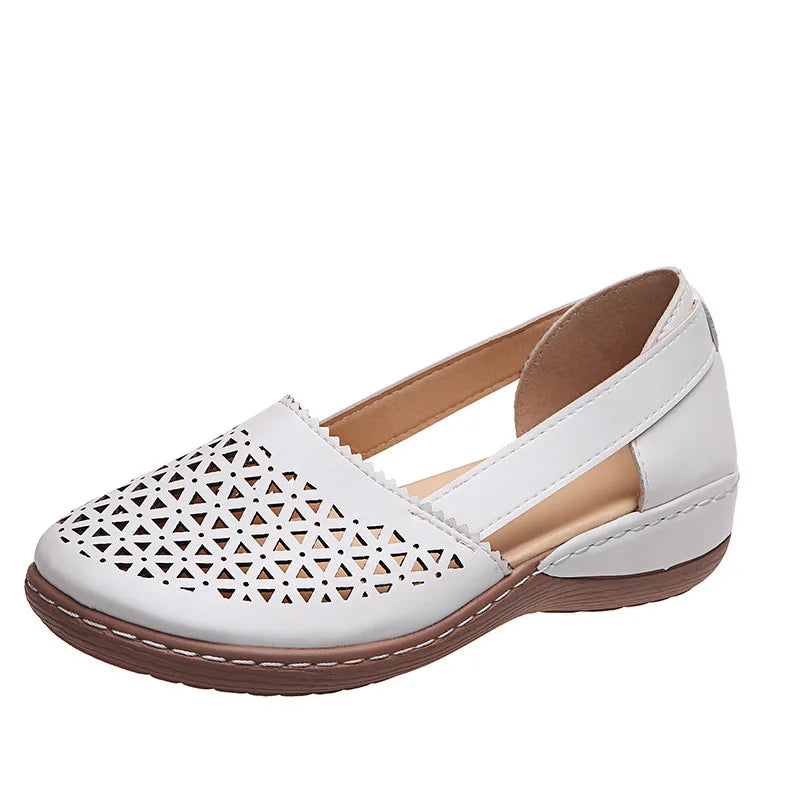 Women's Retro Button Flat Sandals – Mary Jane Plus Size Women's Flat Sandals Qst White 35
