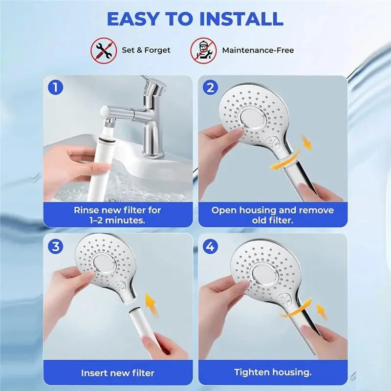 B15C Replacement Filter 2-Pack for Cobbe Handheld Shower Head Shower Filter Cartridge Qst