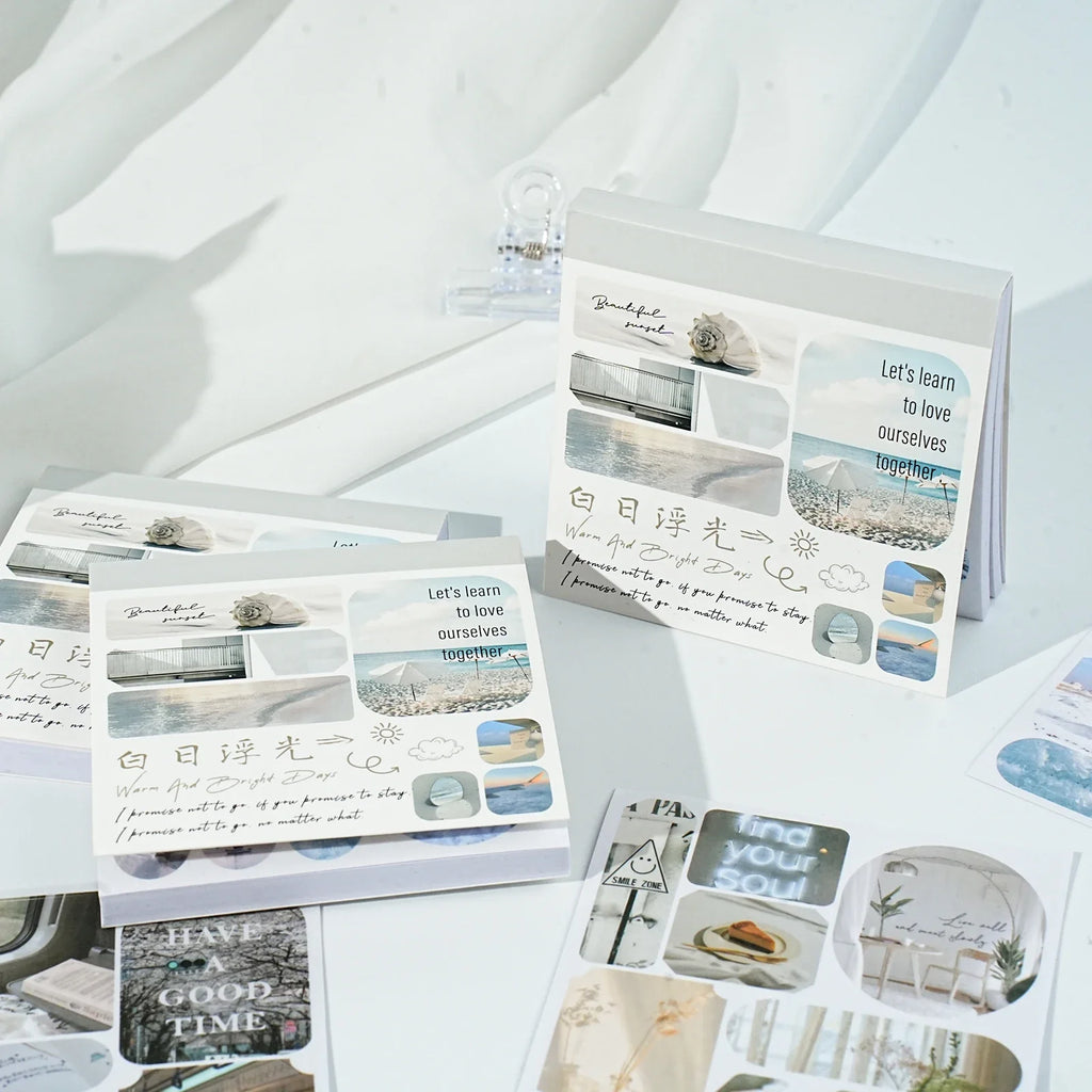 Korean Landscape Sticker Book – 40pc Scrapbooking Journal Stickers Decorative Sticker Book Qme