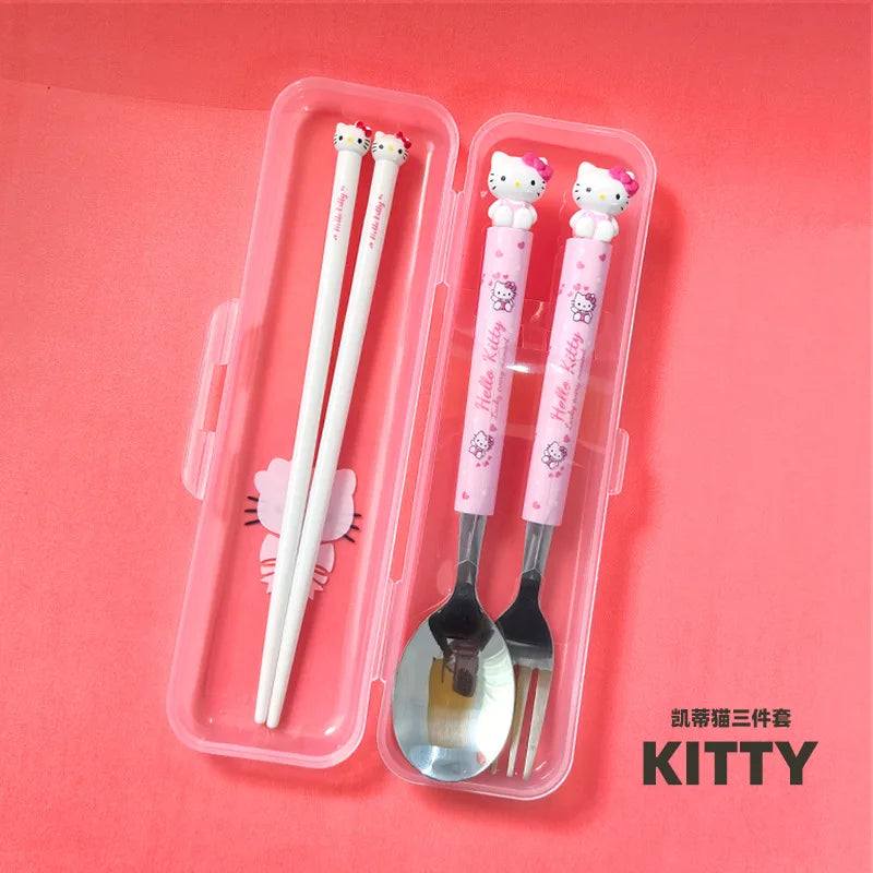Hello Kitty Kuromi Kids Portable Stainless Steel Spoon Set Kids Cutlery Set Qme 8