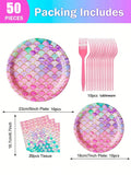 50-Piece Reusable Mermaid Party Cutlery Set | Table Decor Party Cutlery Set Qme 1 set