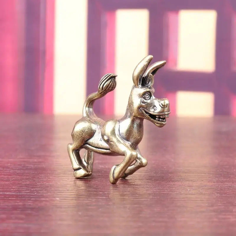 Brass Donkey Desktop Statue – Bronze Resin Figurine Ornament Desktop Figurine Qst