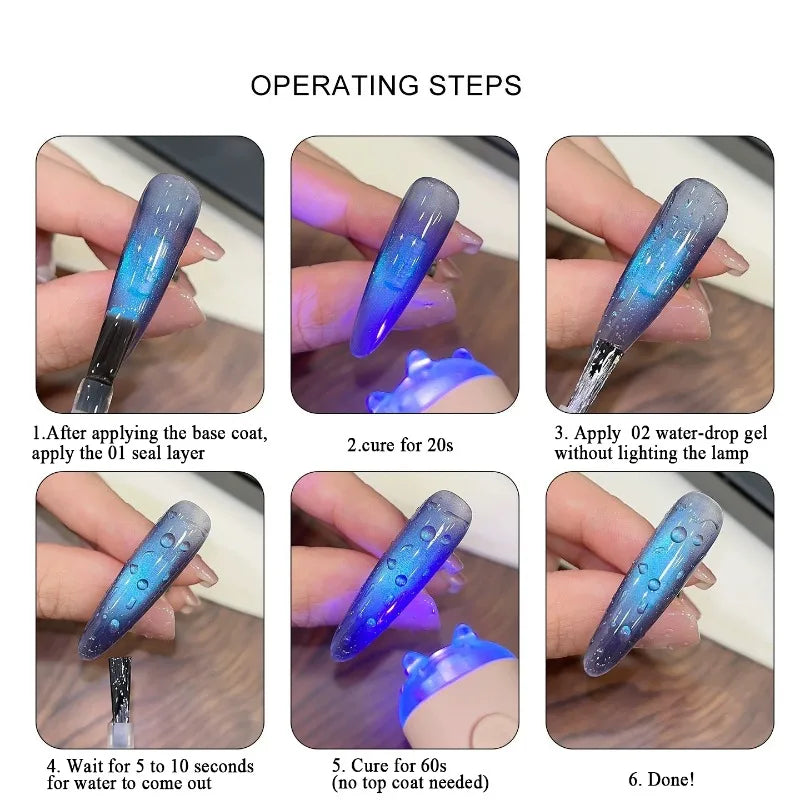 Qme Water Drop Nail Gel 3D Crystal Dew Effect No Wipe Top Coat 3D Nail Gel Top Coat Qme