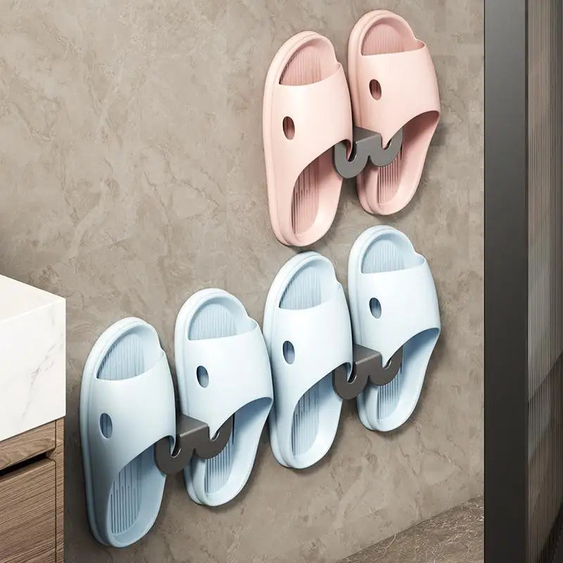 Wall Mounted Shoe & Slipper Rack – No-Drill Door Hook Organizer Shoe Storage Rack Qme