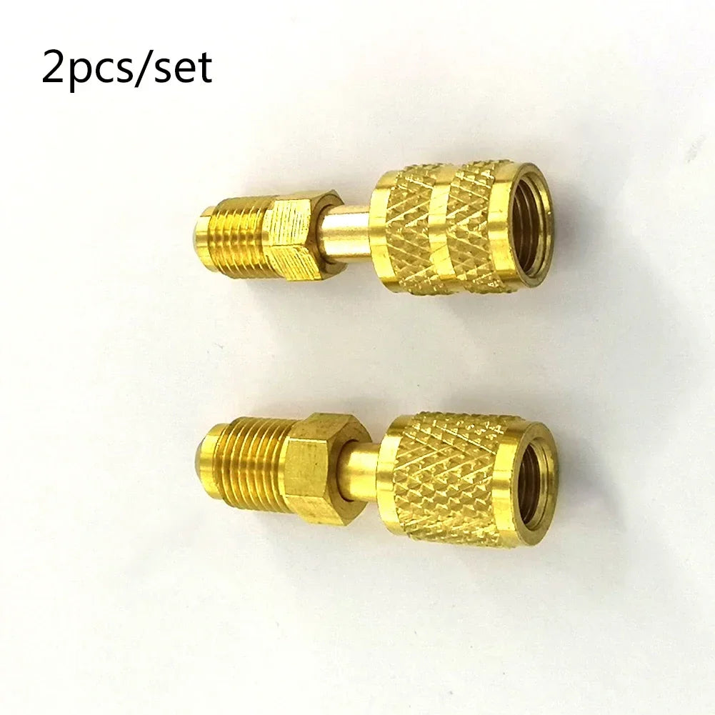 Brass R410a Vacuum Pump Adapter 5/16 SAE to 1/4 SAE Coupler 2pk HVAC Brass Adapter Qme
