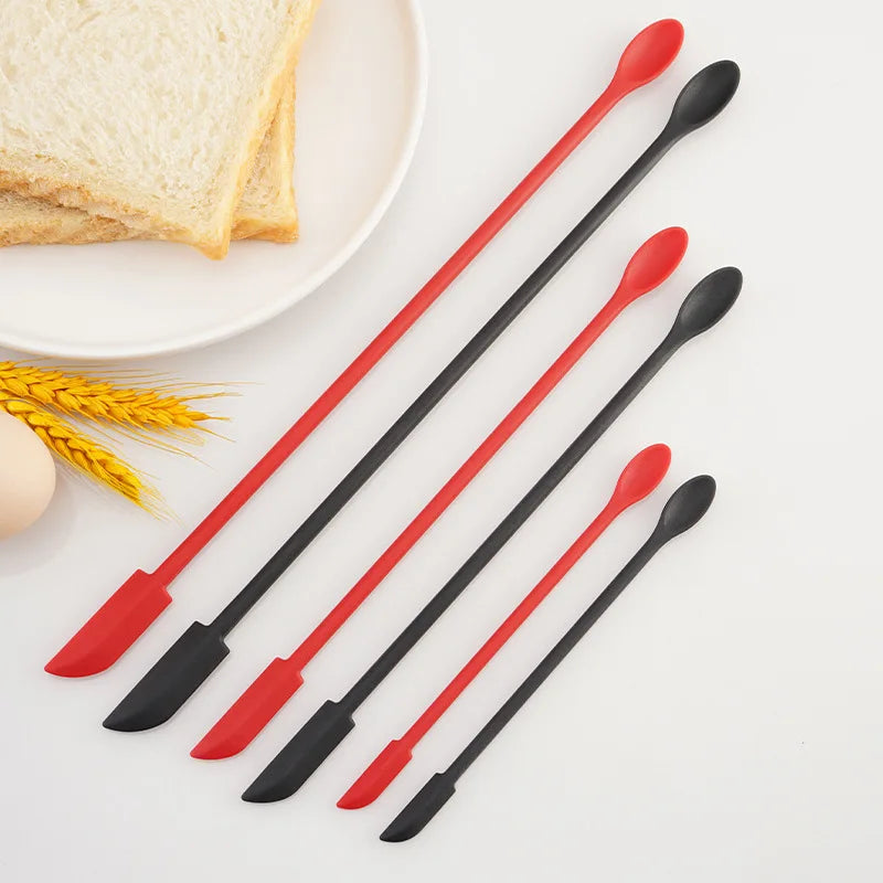 Silicone Double-End Jar Scraper & Cosmetic Spoon Set Silicone Spatula Spoon Qme