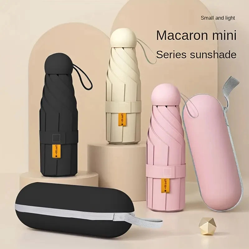 Ultralight Capsule Umbrella – UV Protection Mini 5-Fold Compact Travel Umbrella Qst