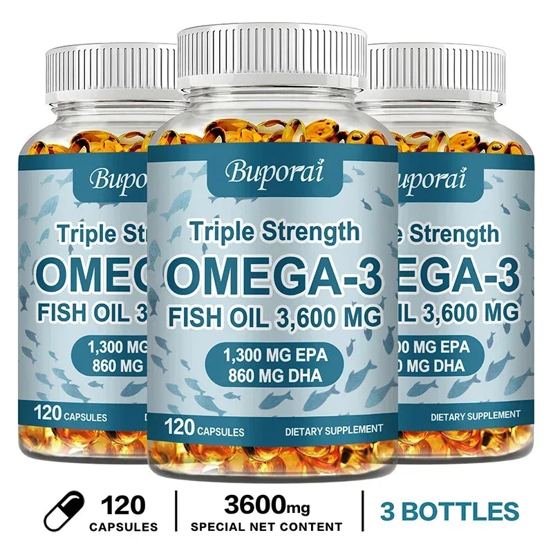 Xemenry Omega 3 Fish Oil Triple Strength EPA DHA – 120 Caps Omega-3 Supplement Qst 120 Capsule-3bottles