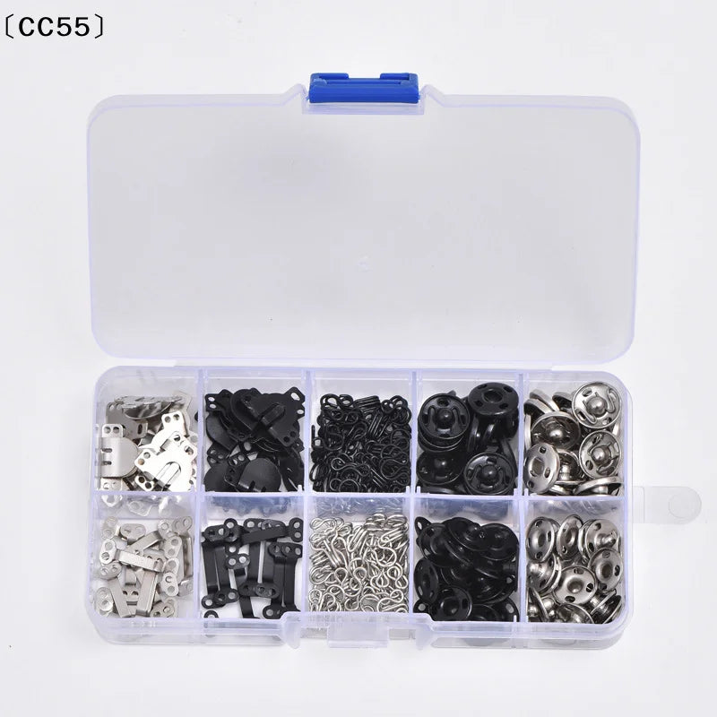 Sewing Hooks & Eyes Snap Buttons Kit – 50/100 Pairs DIY Set Sewing Snap Buttons Qst