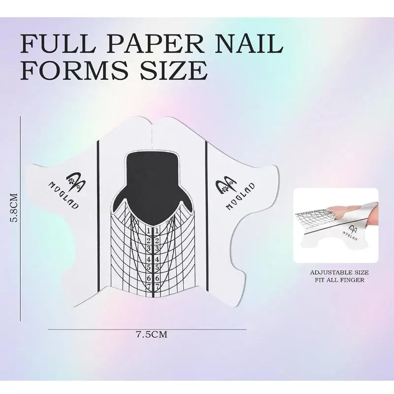 100pc Nail Extension Stencil Forms | Universal Fit Self-Adhesive Nail Extension Forms Qme